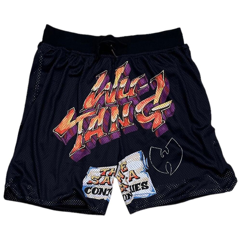 Wu Tang Clan Men's Headgear Classics Embroidered Logo Mesh Basketball Shorts